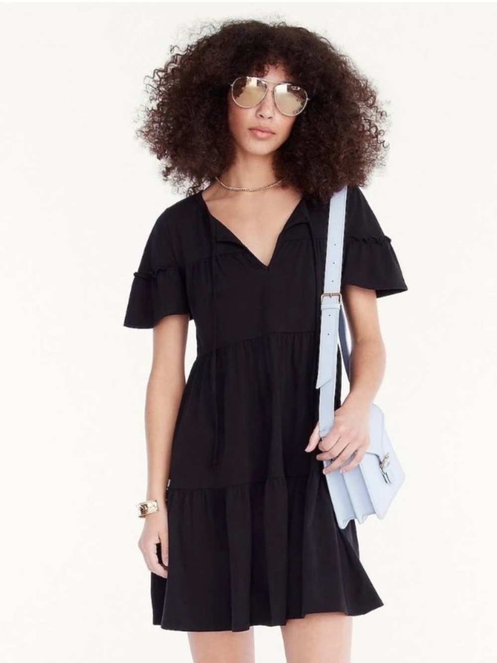 J. Crew Broken-In Jersey Tiered Mini Dress M